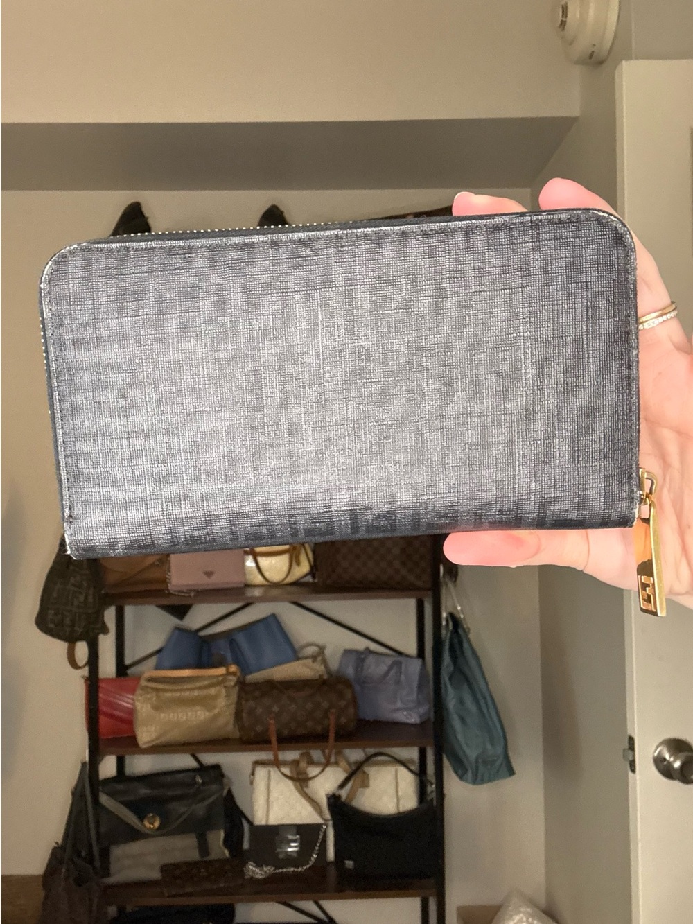 Fendi Black Zucchino Coated Canvas Zip Around Wallet | QUICK LIST